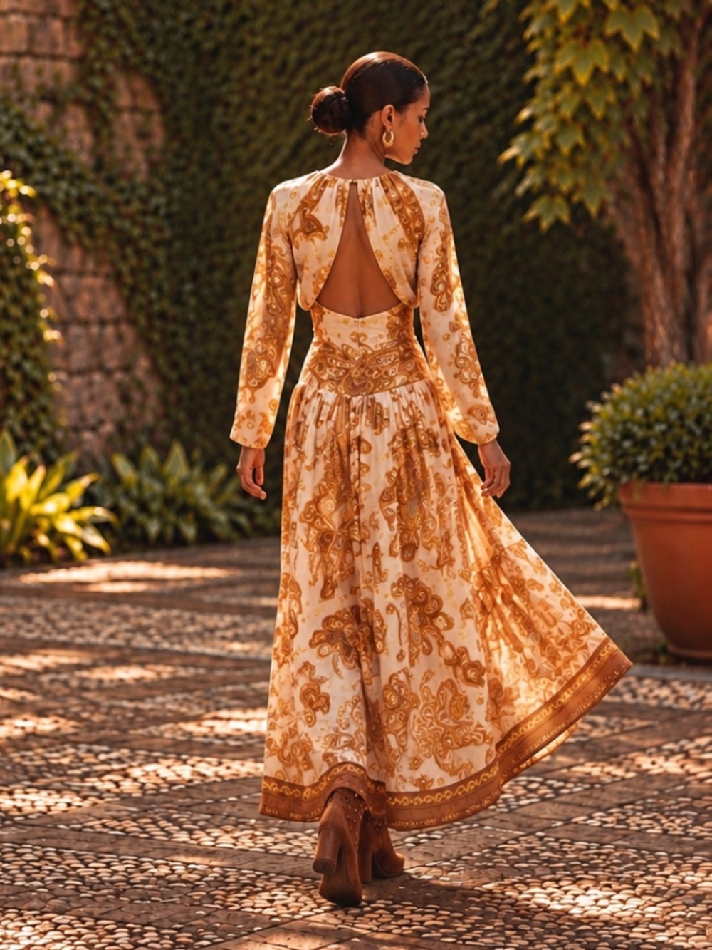 NWT Farm Rio x Anthropologie Jacquard Metallic Gold Maxi Dress M - Picture 3 of 13